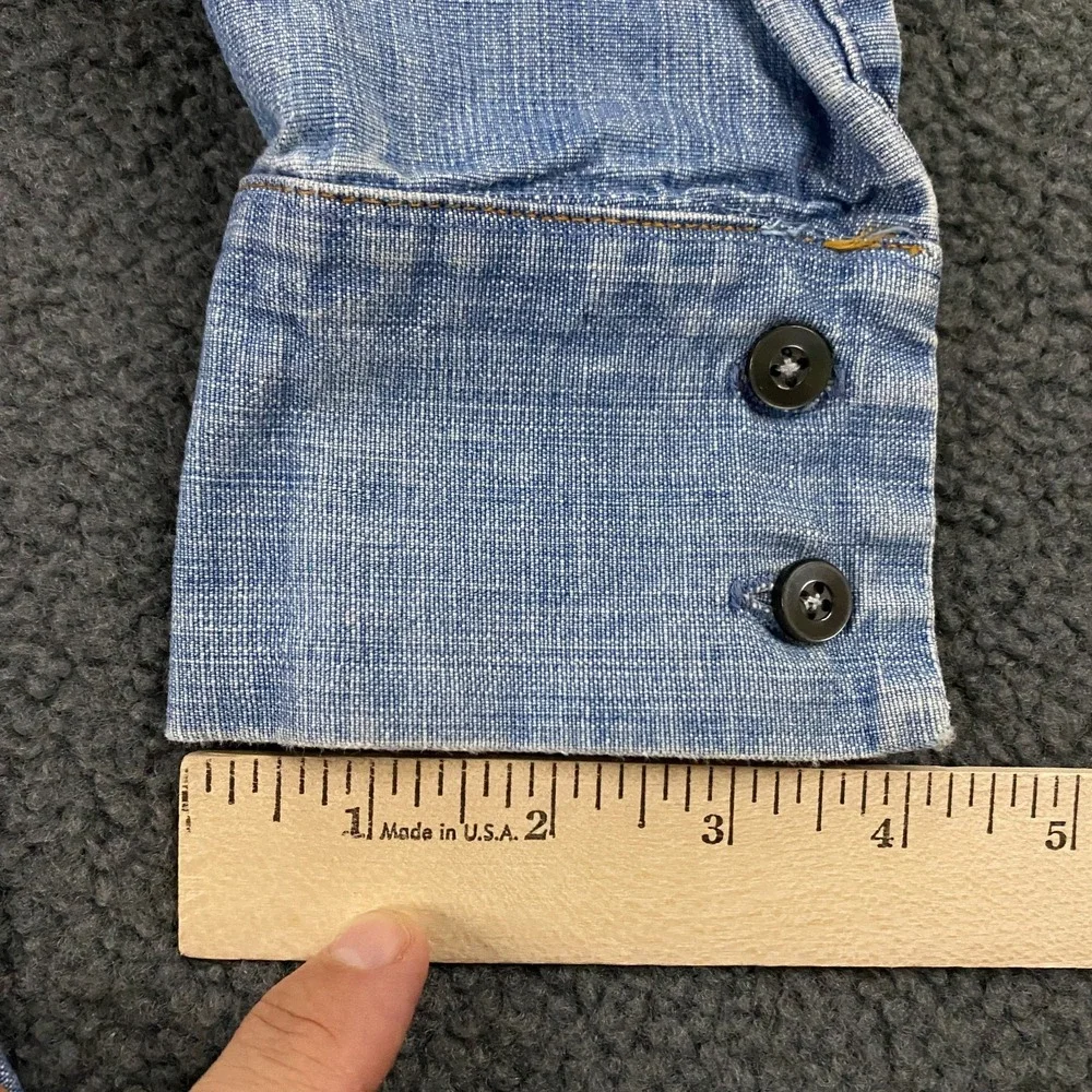 Vintage Levi's Denim Shirt Medium Orange Tab Dagger‎ Collar Western Jean 70s